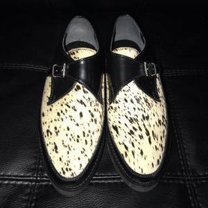 UO Silence & Noise Black Cheeta Strap Creepers